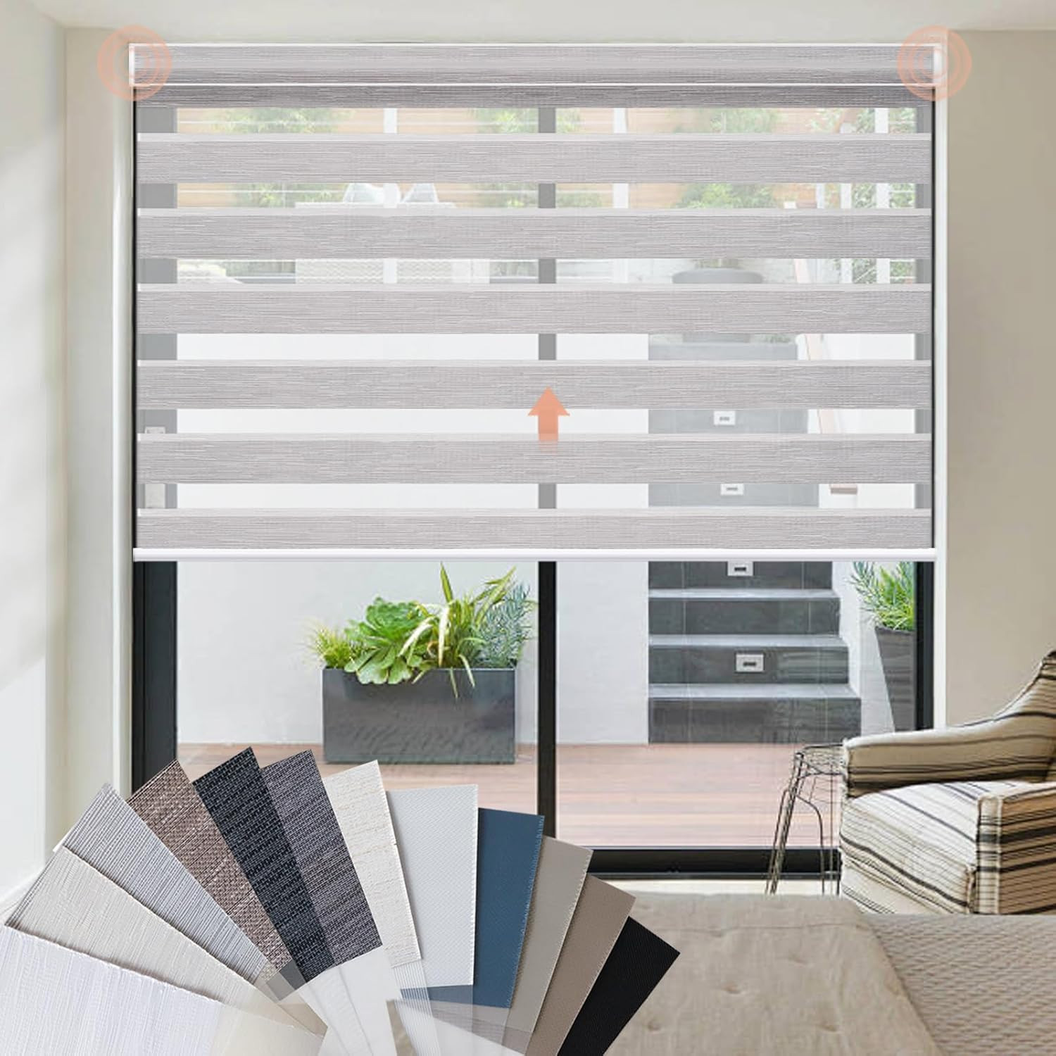 Motorized Zebra Blinds Fabric Sample，60%,85%,90% 99% Blackout Fabric Sample, Lig