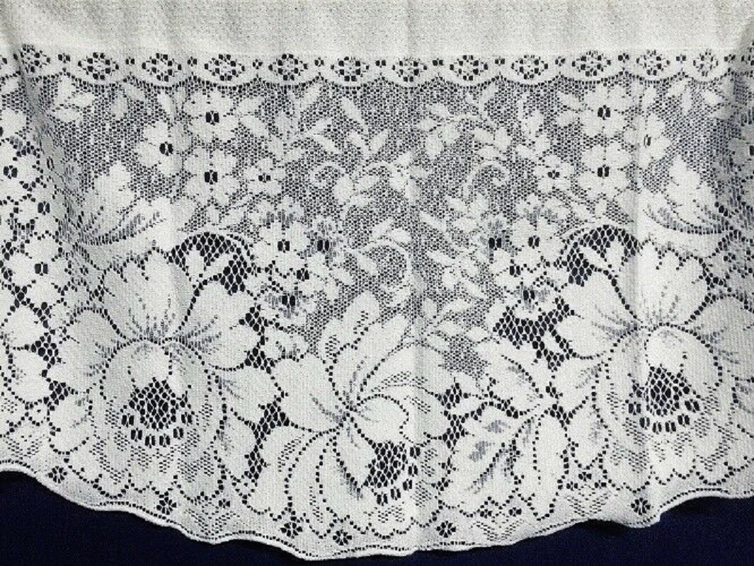 Ainsley 61″ x 19″ Lace Window Valance White Cotton Blend Livingroom Bedroom