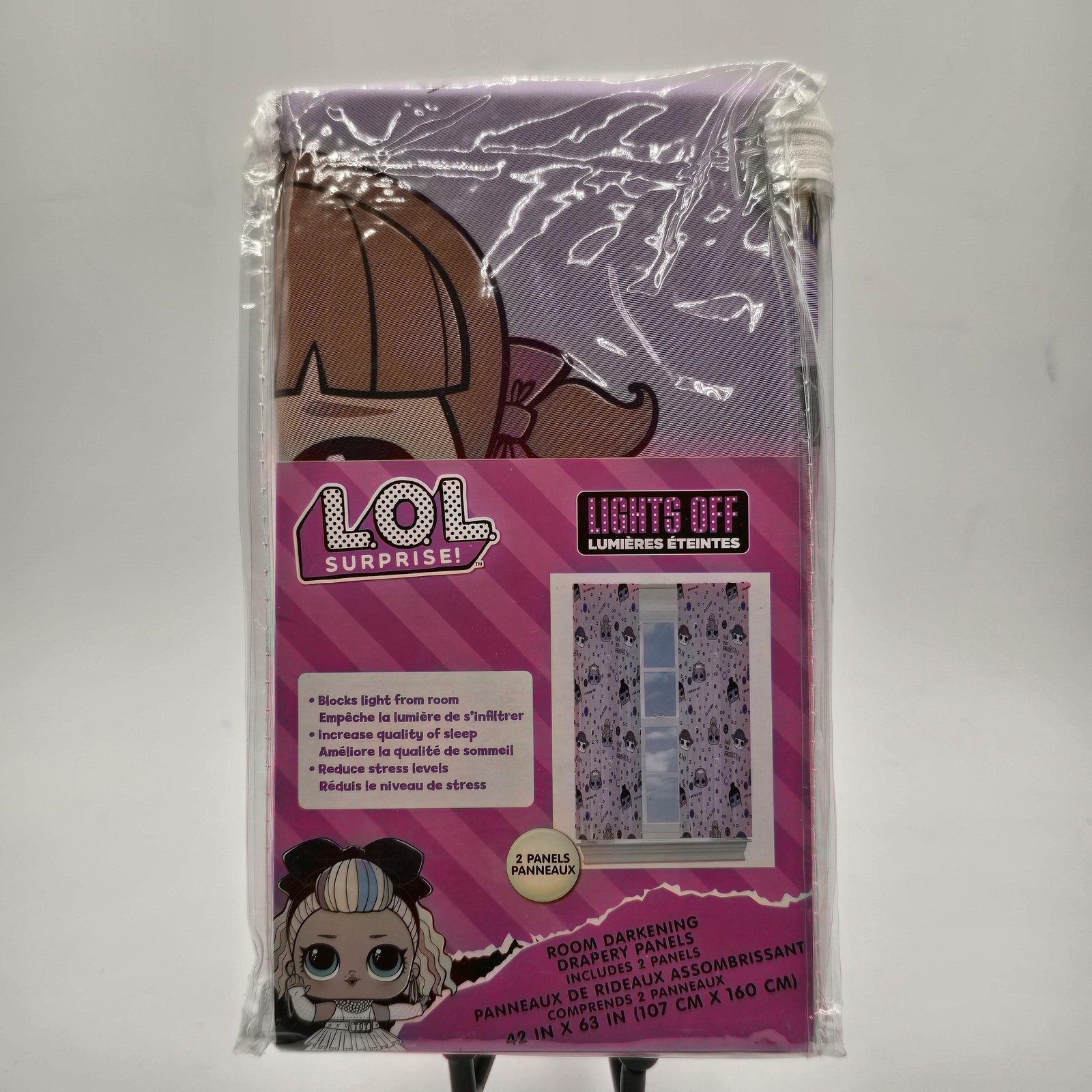 LOL Surprise Room Darkening Window Panels 2 Purple 42×63 Kids Franco Curtains