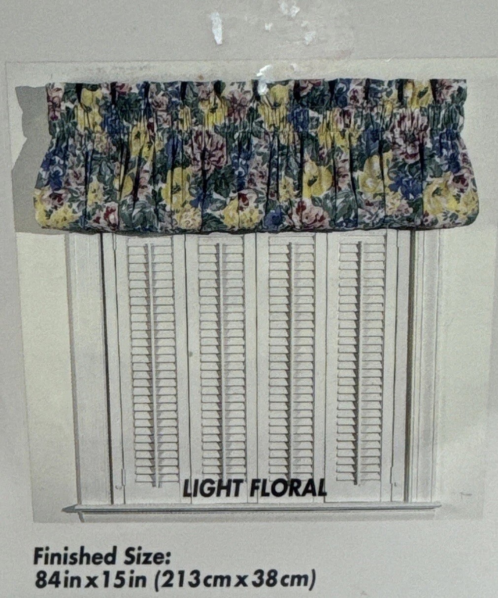 Vintage 1980s Floral Blouson Window Topper By Springs Industries 84” X 15” USA