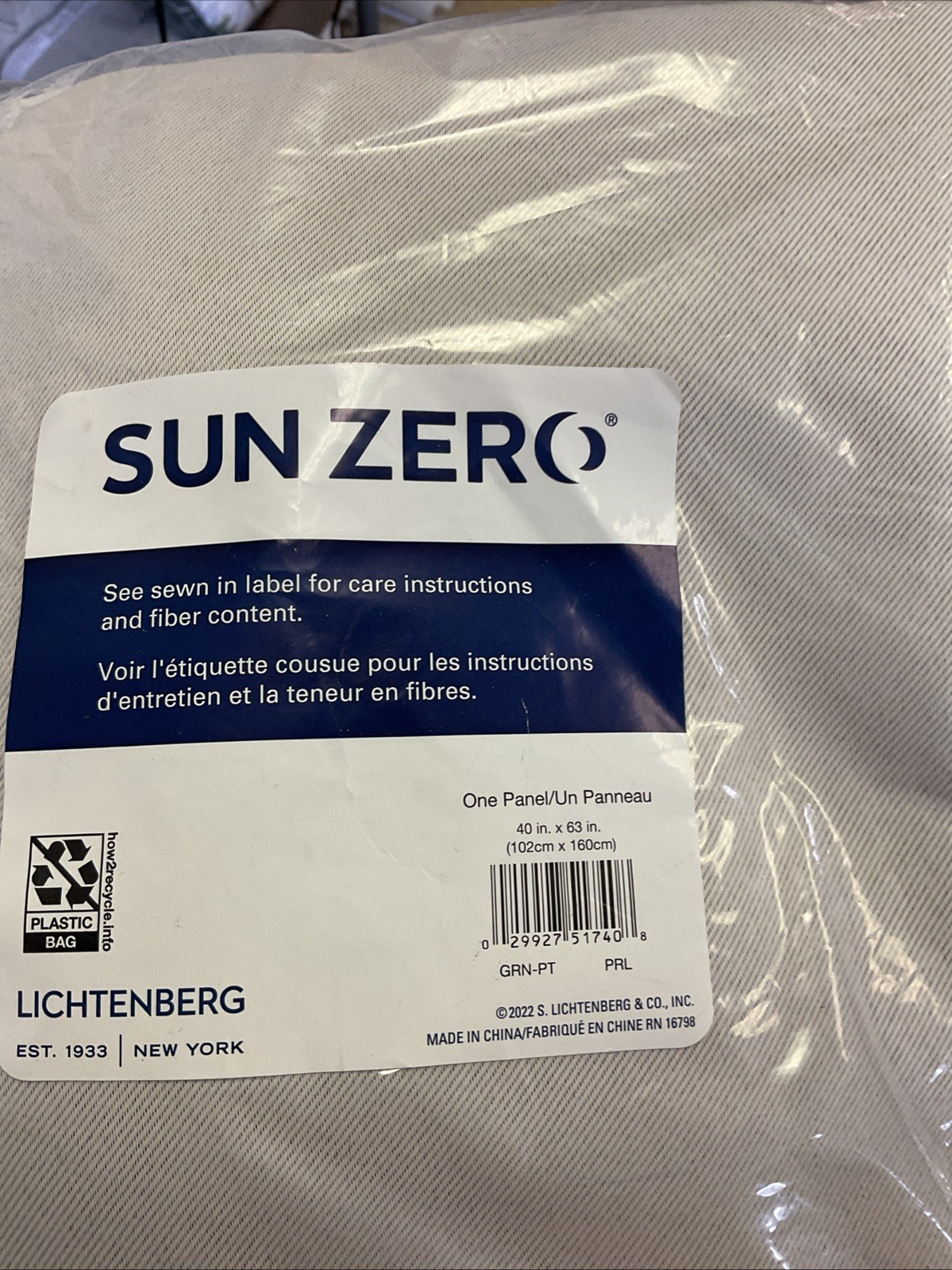 Sun Zero-Gavin Energy Saving Pearl Polyester 40 in. W X 63 in. L- One Panel