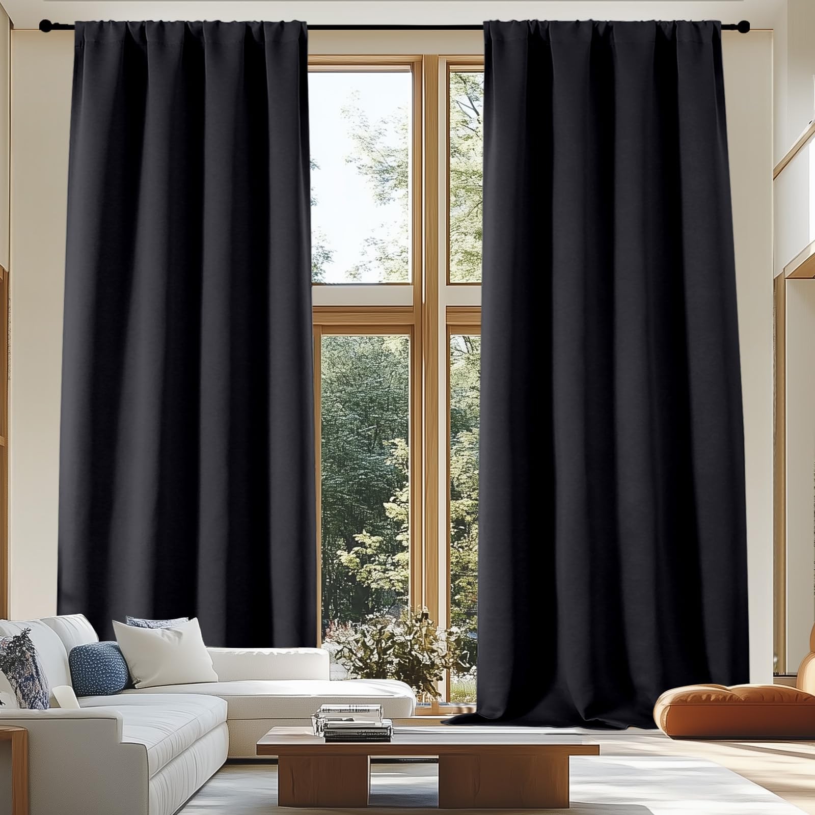 Ava Blackout Extra Long 10ft Curtains for Patio 120 Inches Long 2 Panels Set,…
