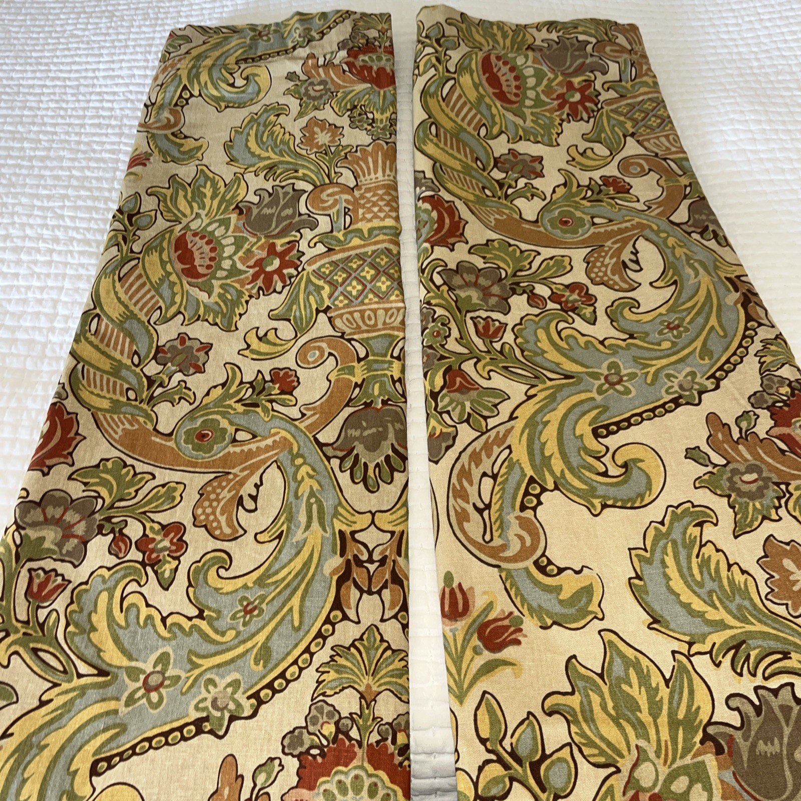 Pottery Barn Simone Floral Linen Cotton Drapes 50x 96 Set of 2 Panels