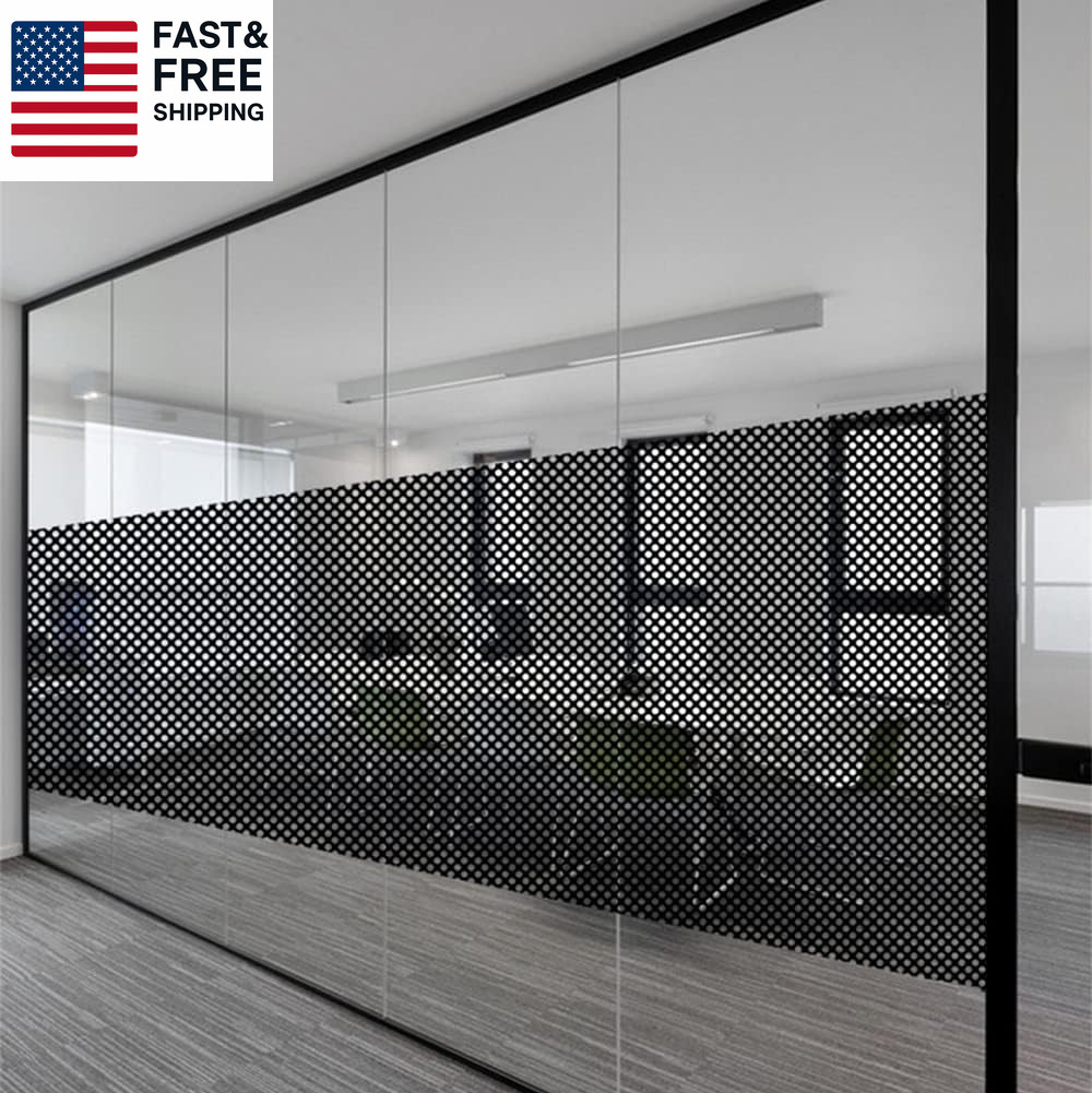 One-Way Perforated Black Vinyl Privacy Window Film Electrostatic Adhesive Glass