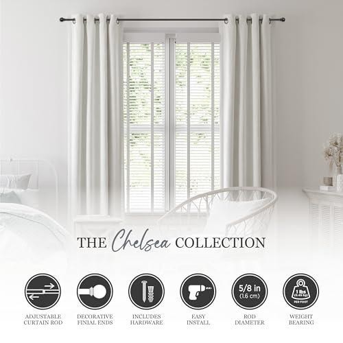 10-Pack Kenney Chelsea Ball End Window Curtain Rod 48-86″ Black NEW FREE SHIPPI
