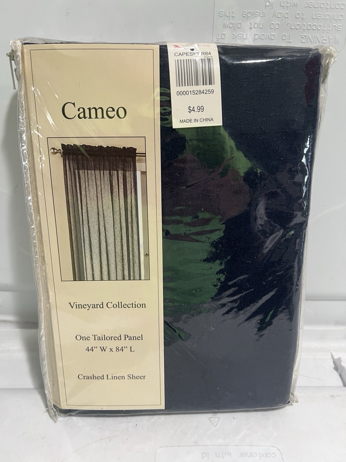 Cameo Vineyard Collection One Tailored Panel 44”x84” Crashed Linen Sheer Blue