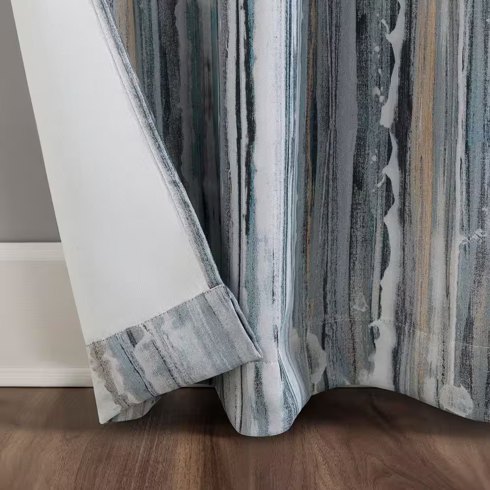 Allegory Abstract Blue Polyester 40 In. W X 63 In. L Grommet Blackout Curtain (S