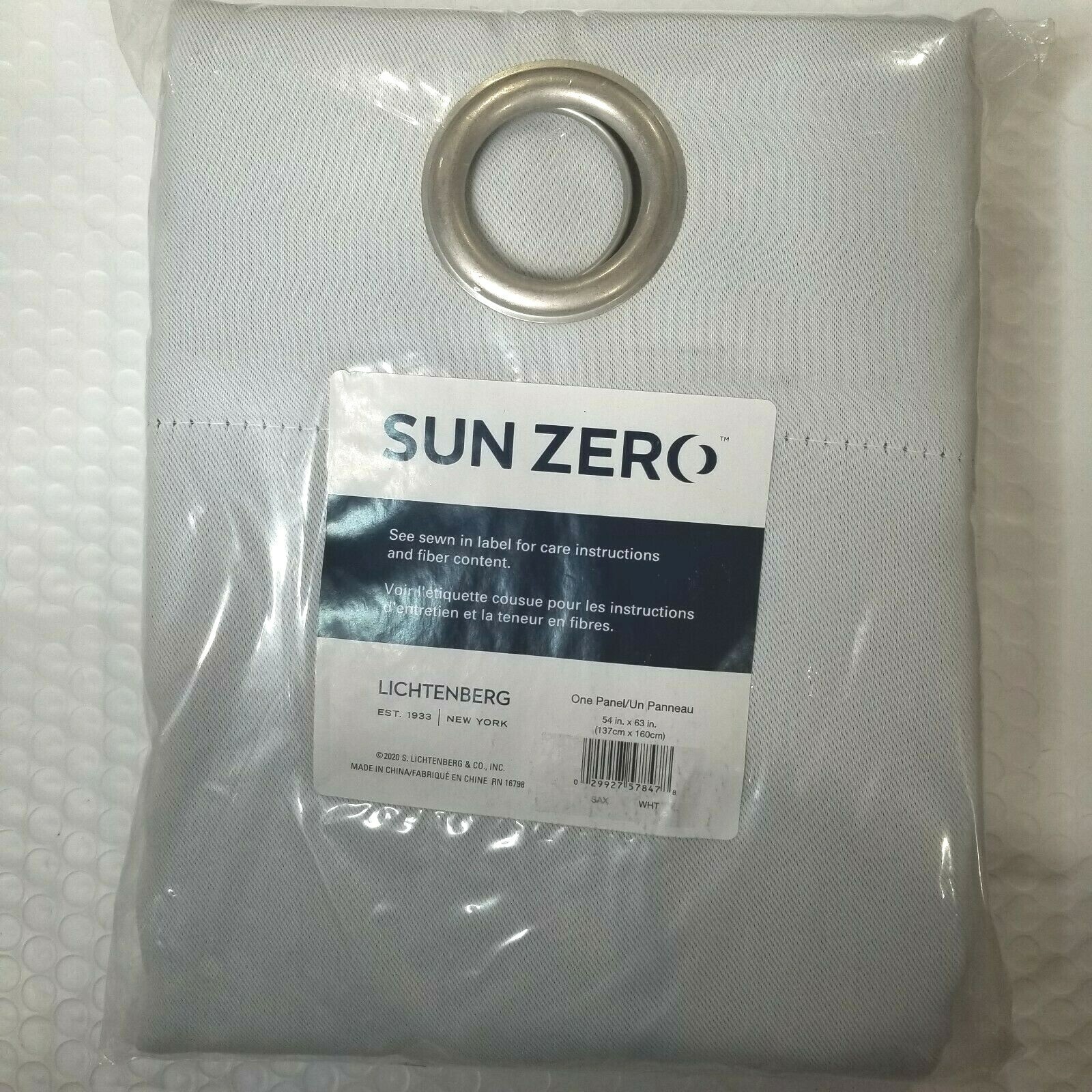 Sun Zero Lichtenberg Grommet Top Blackout Curtain Panel 54×63 White