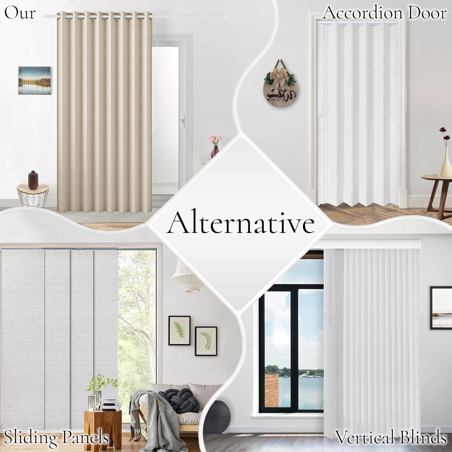 100% Blackout Magnetic Folding Door Curtain, Accordion Style Closet Curtain for