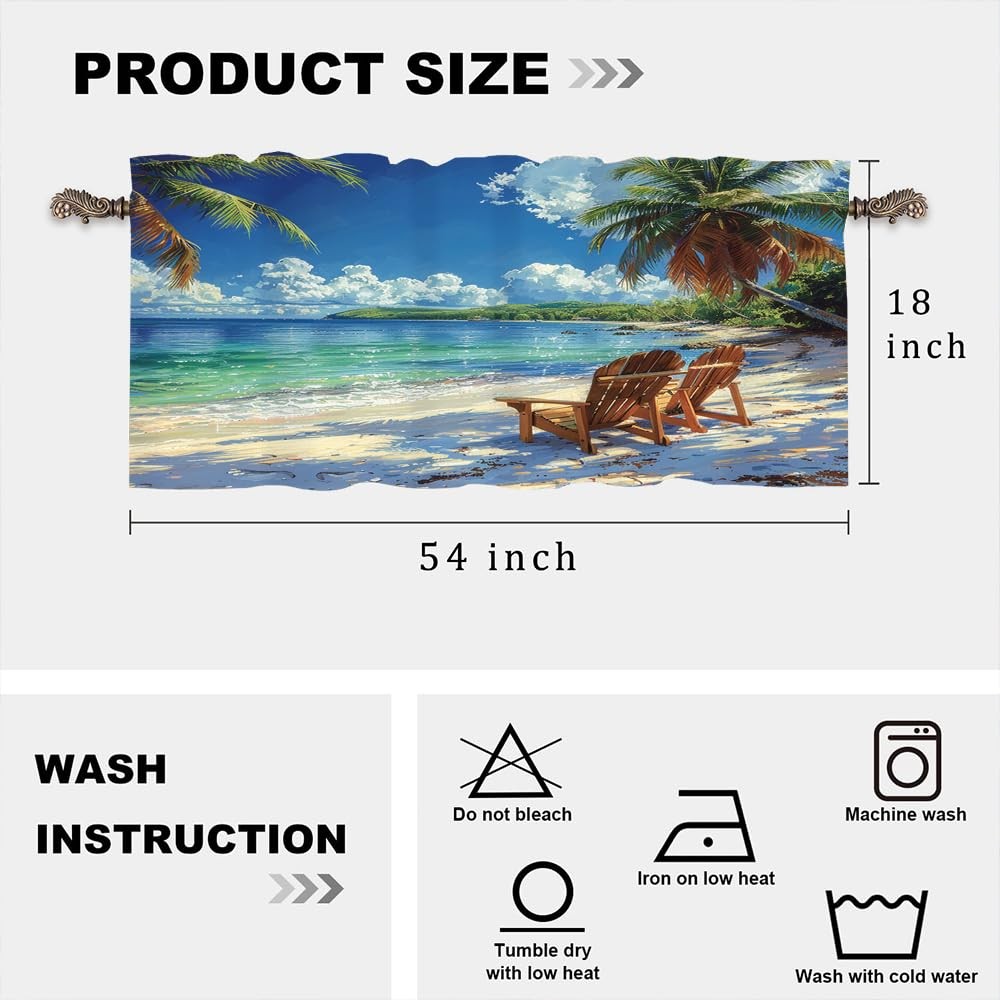 1 Panel Fantasy Sea Beach Chair Valance for Windows, Rod Pocket Nature Ocean …