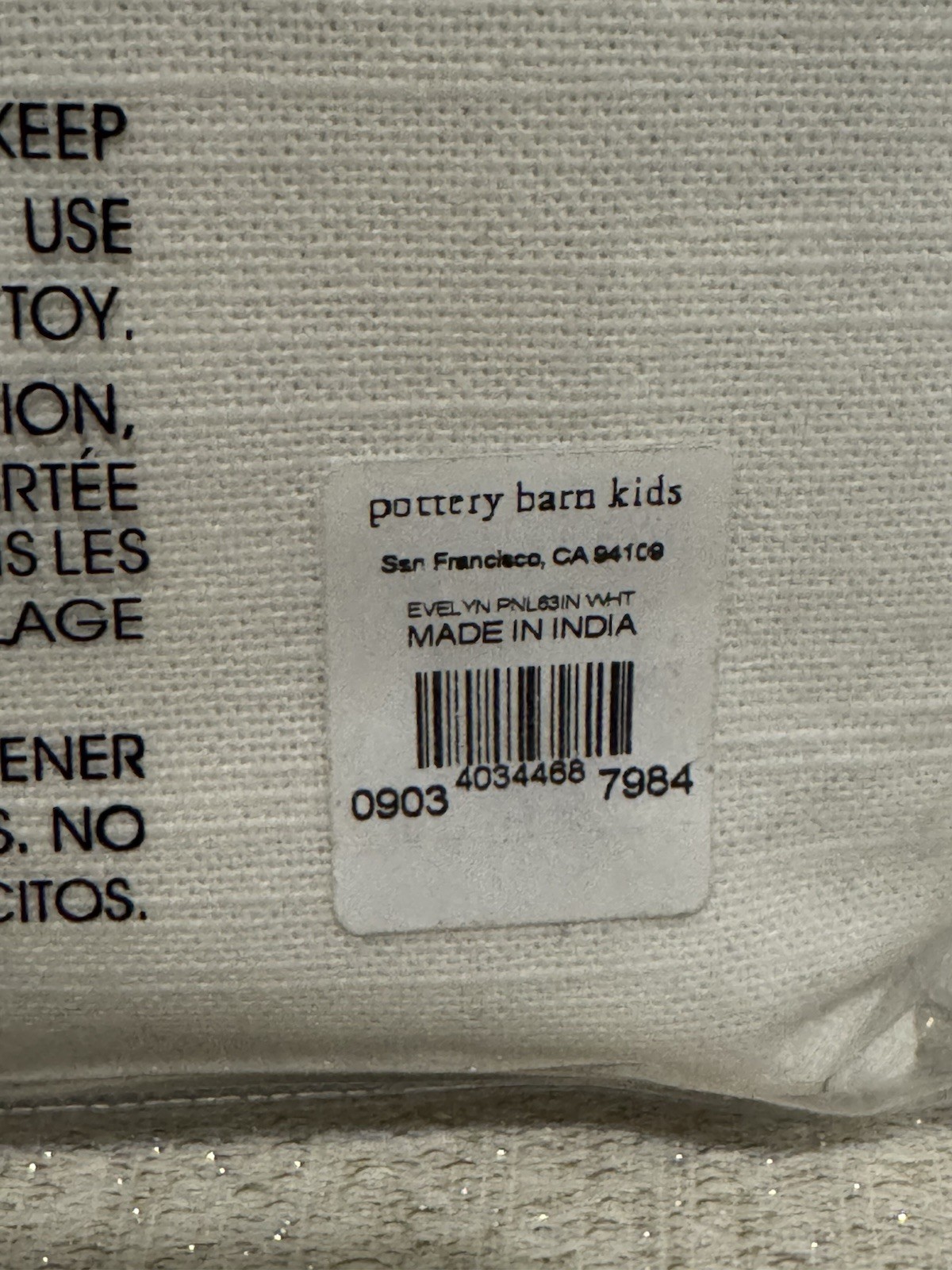 Pottery Barn Kids Evelyn Blackout Panel White 44x63in Cotton Linen Modern