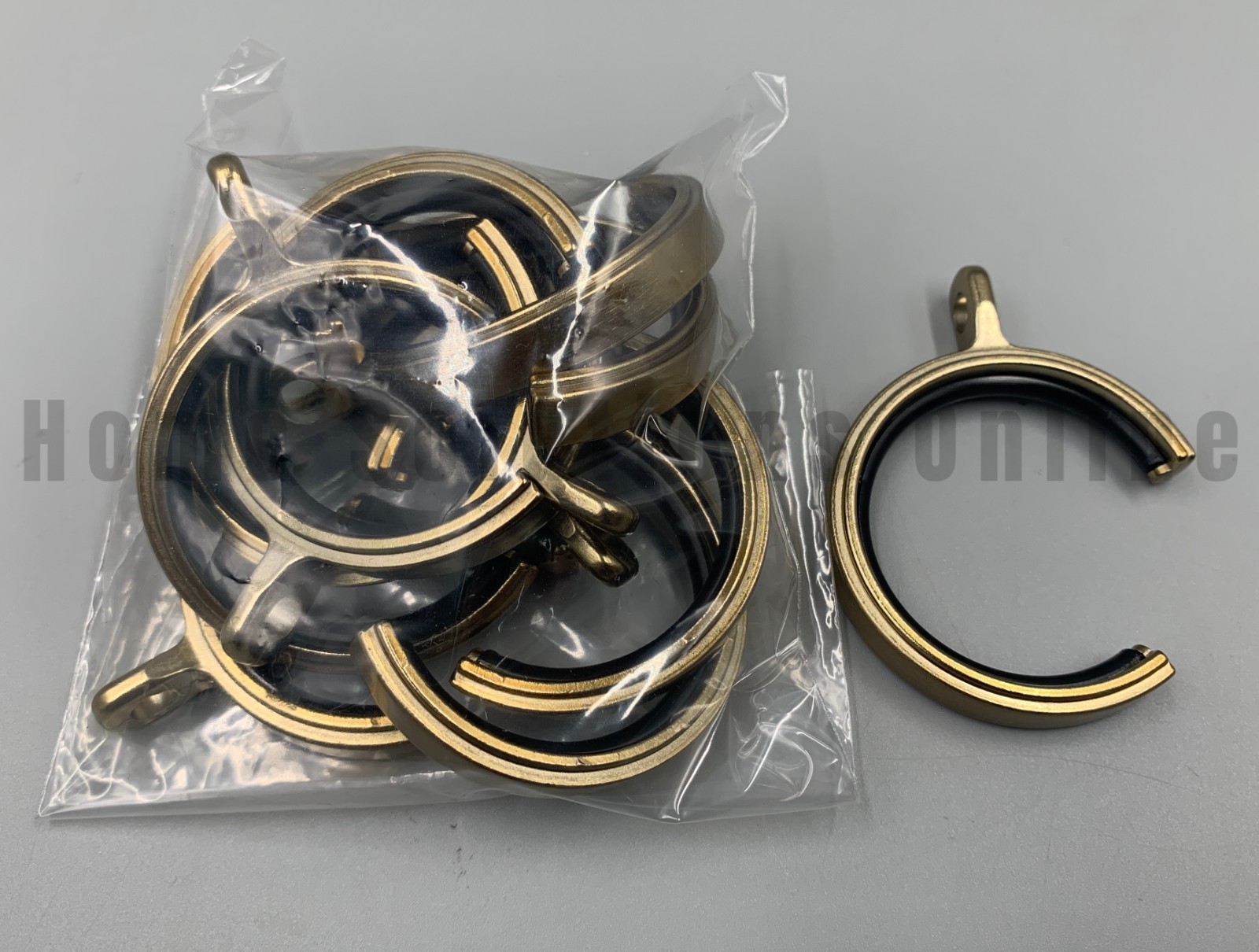 Pottery Barn Everson C Loop Curtain Rings S/10 Brass Large 1.25″ #B278