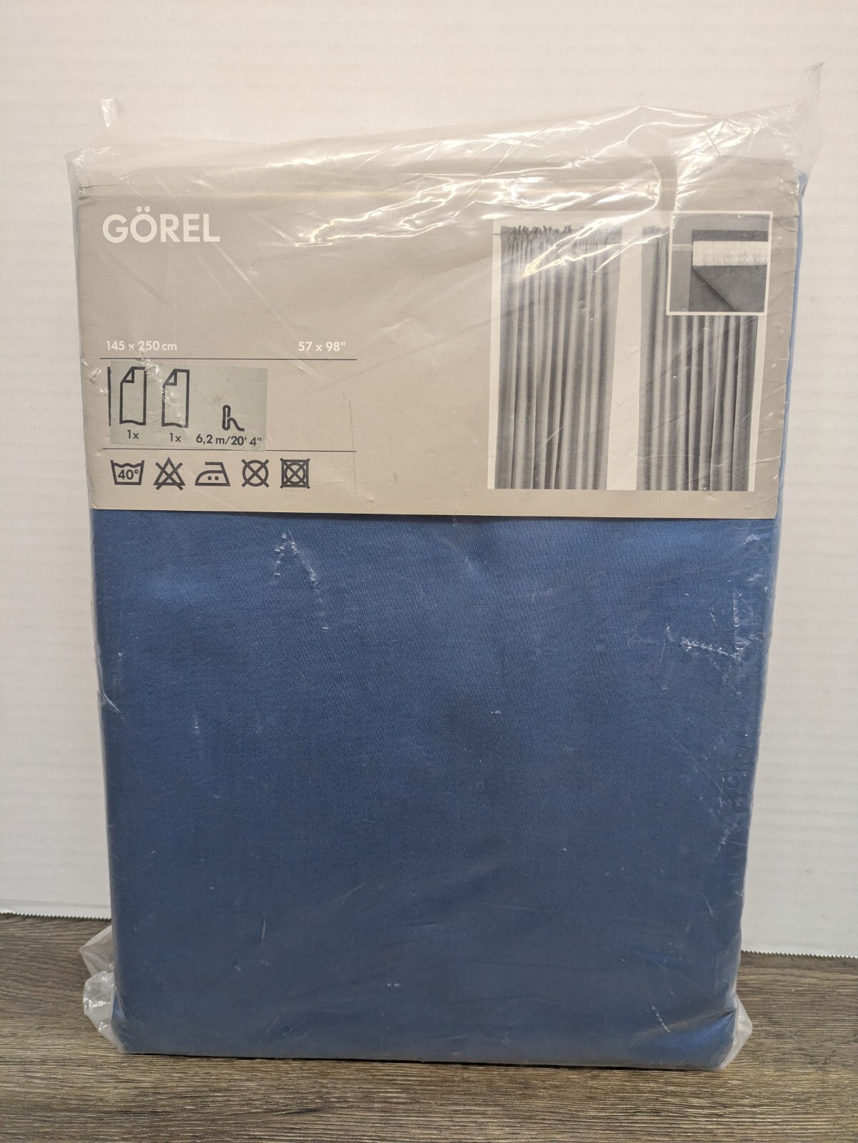 IKEA GOREL Adjustable Rod Pocket Drapery Panels 57″ x 98″ Blue Curtains Set NEW