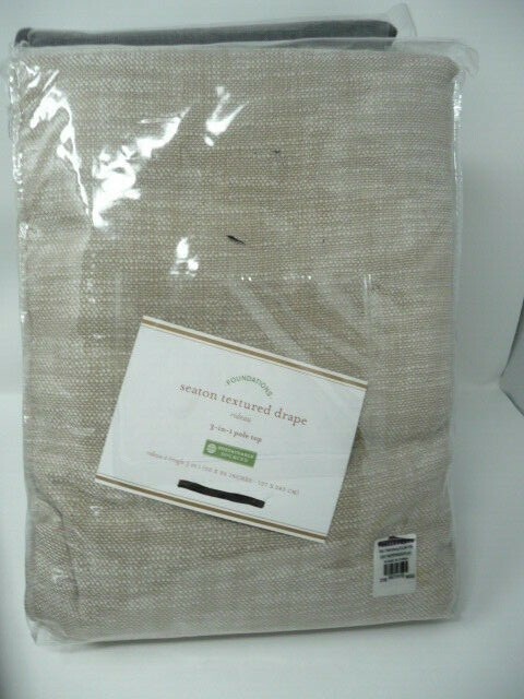Pottery Barn Seaton Textured cotton Lined Drape one 50x 96″ flax