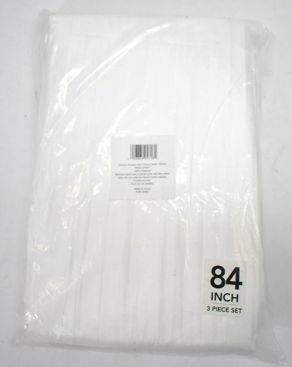 Elrene Home Fashions Athena Faux Window Set 3 Piece Panels 52″ x 84″ White