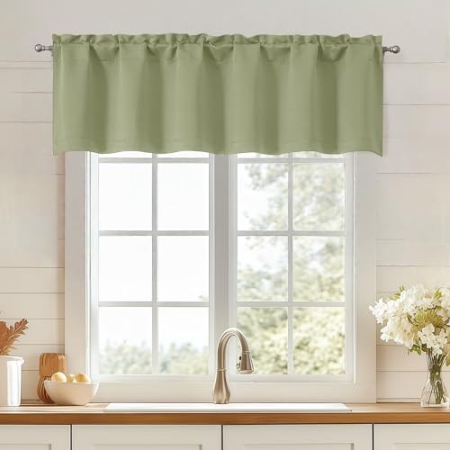 Green Valances for Windows, Small Blackout 60″W x 14″L (Pack of 1) Sage