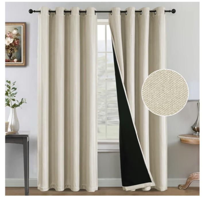 H. Versailtex Blackout Curtains 52″ x 84″ SET OF 2 Farmhouse Boho Sand Heather