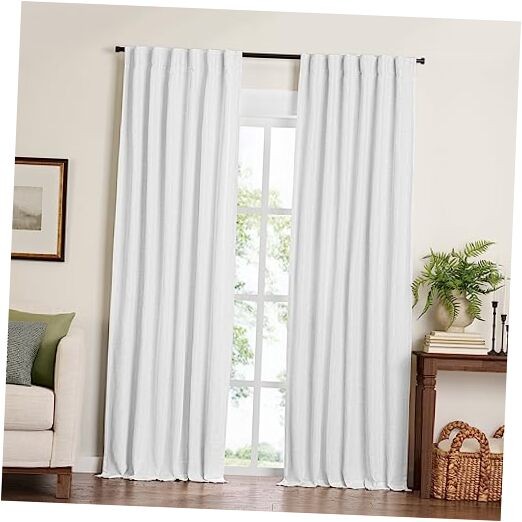 Home Fashions Harrow Solid Texture Blackout 52″W x 108″L (Pack of 1) White