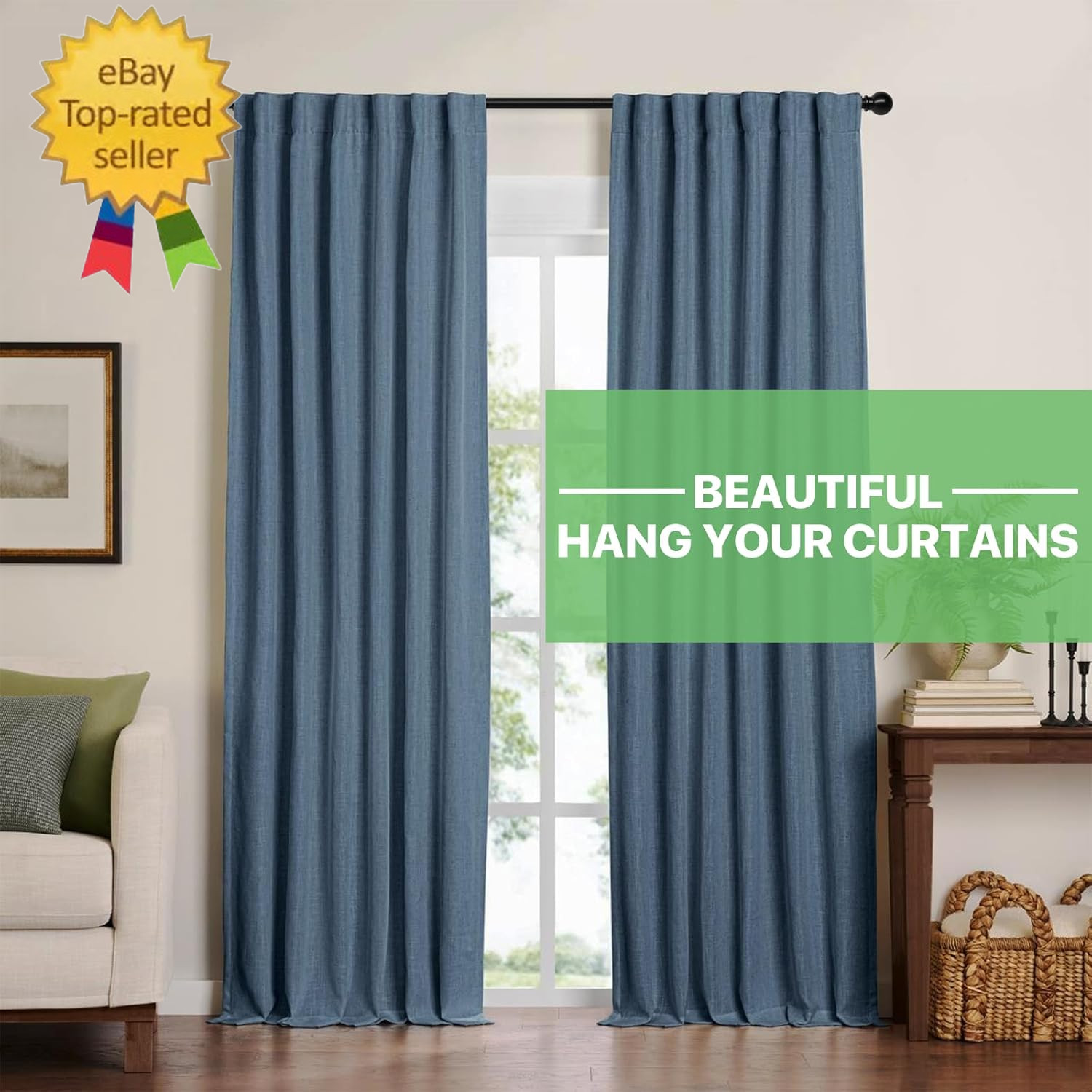Curtain Rods for Windows 28 to 48 Inch, 5/8 Inch Black Curtain Rod Set with Brac