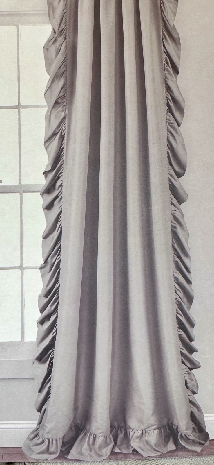 2PC BoHo Romantic Ruffle Reyna Light Filtering Window Curtains Panels Lush Décor