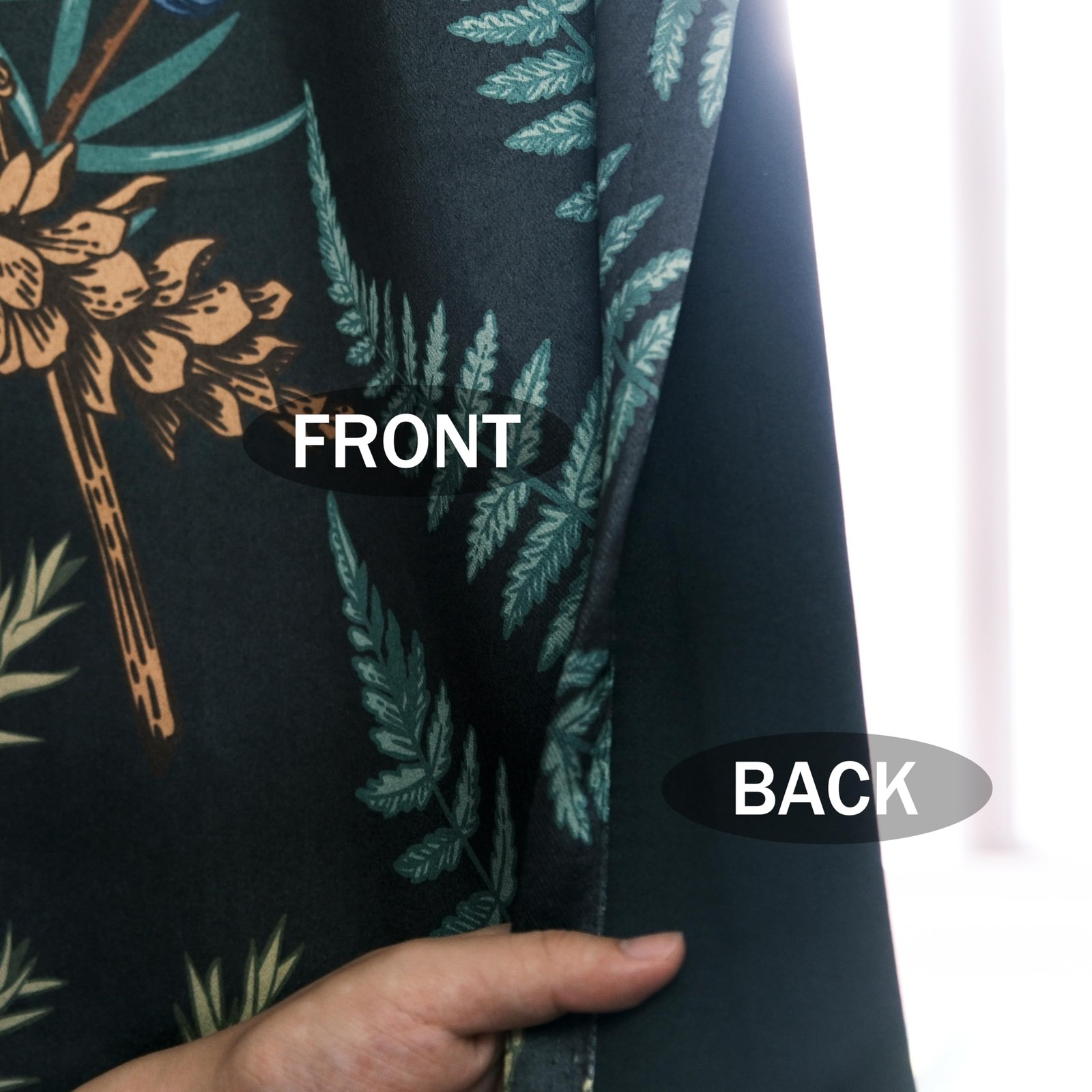 Botanical Curtains 100% Blackout 2 Panels Set Green Plant Black Out Curtain B…