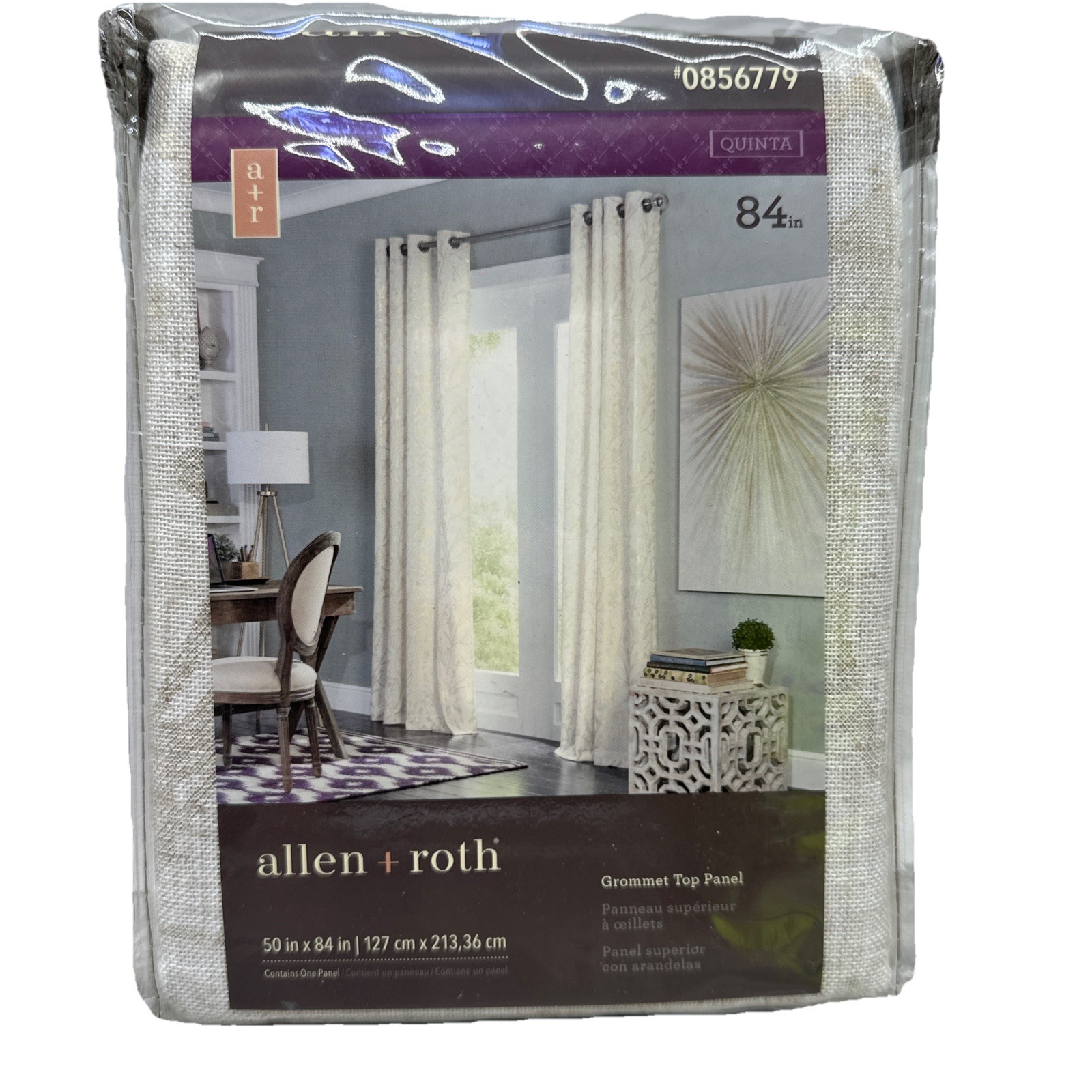 QUINTA Allen & Roth Linen Blend Ivory Curtain Drapery Nickle Grommet 50 X 84{E5