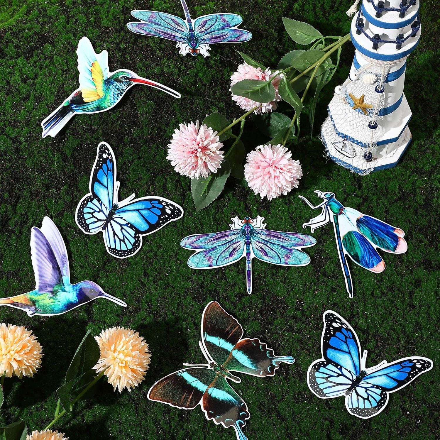 12 Pcs Hummingbird Retractable Screen Door Magnets Butterfly Dragonfly Double