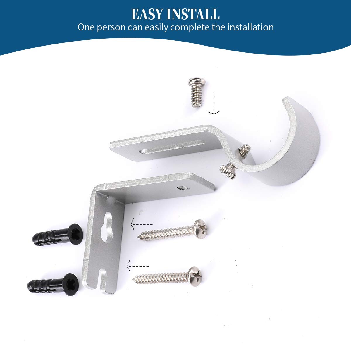 Anndason Heavy Duty Adjustable Curtain Rod Brackets Rod Holders for 1 Inch Ro…