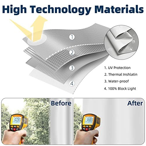 Portable Blackout Curtains 71×60 Inches Hook Loop Tape Adhesive Cuttable Window