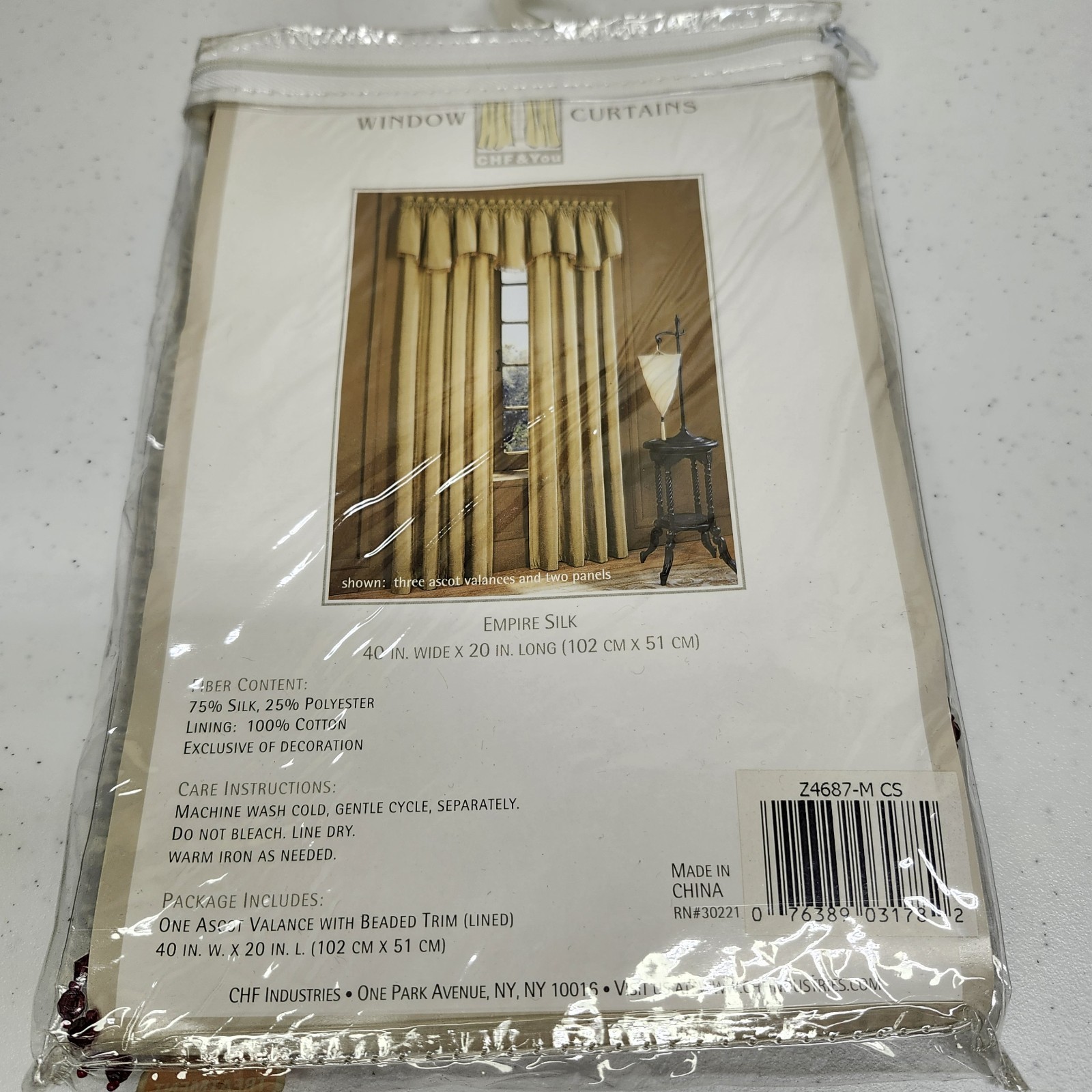 CHF & You Empire Silk Lined Ascot Valance Burgundy Beaded Trim 40″ X 20″ New
