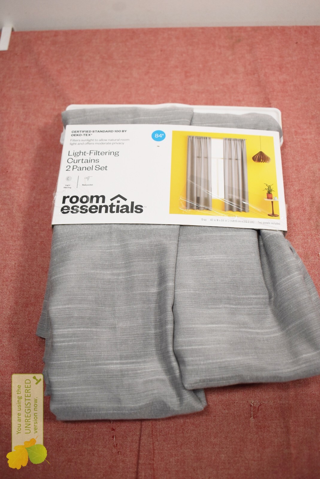 Room Essentials Rod Pocket 2pk Window Curtain Panels 42×84″ Gray*#