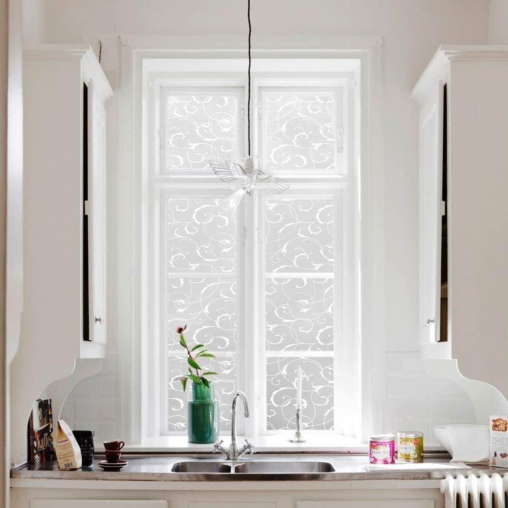 Stylish Window Cling Film, Frosted Glass Design, Easy Removal, 35.4 x 78.7 Inch