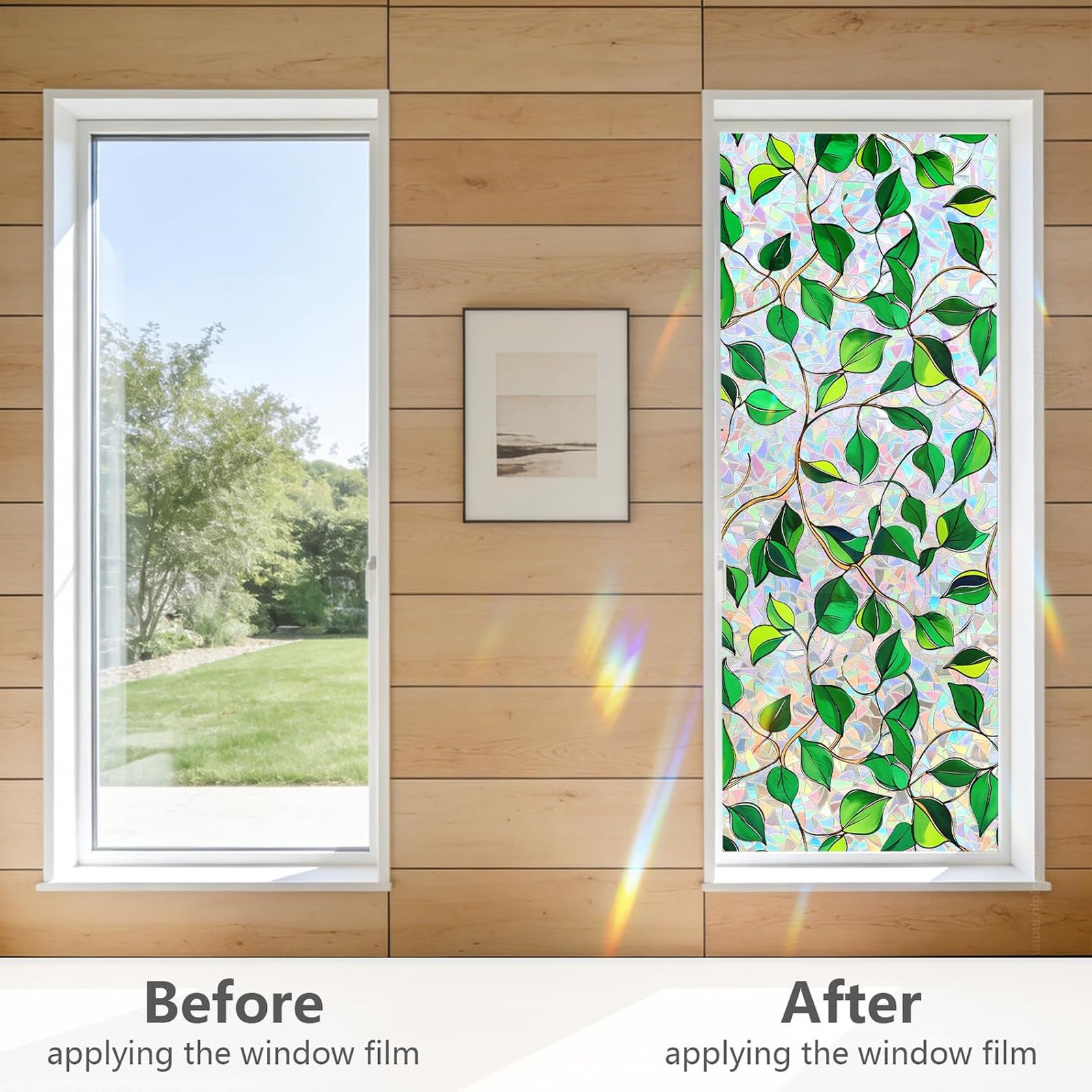 Decorative Rainbow Window Privacy Film UV Sun Protection Static Cling Removable