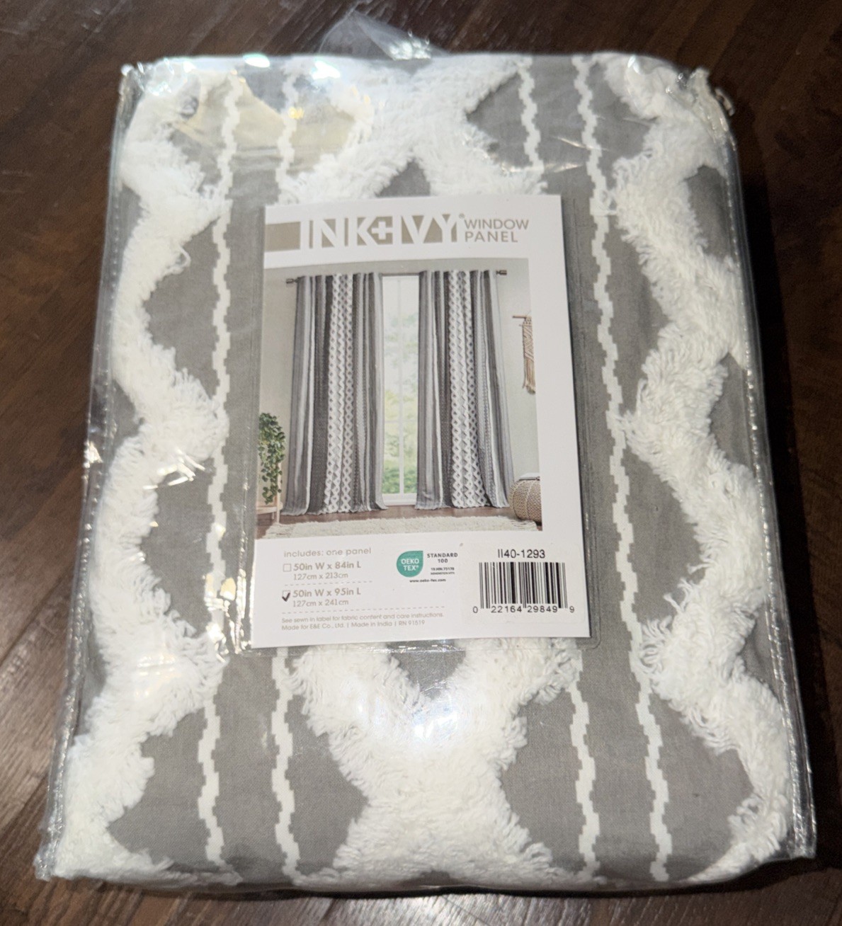 INK+IVY Imani 100% Cotton Single Panel Curtain Chenille 50″ x 95″ New In Pkg