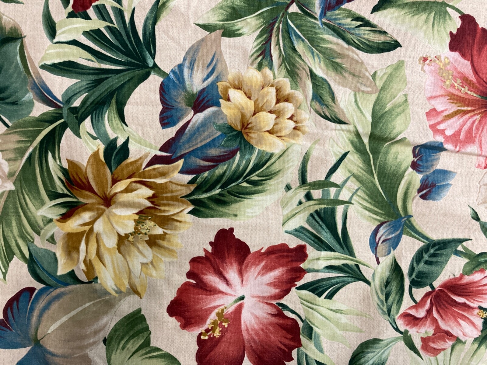 2 Floral TROPICAL Floral CURTAIN Panels 27 in W X 82 in L Wood Clips