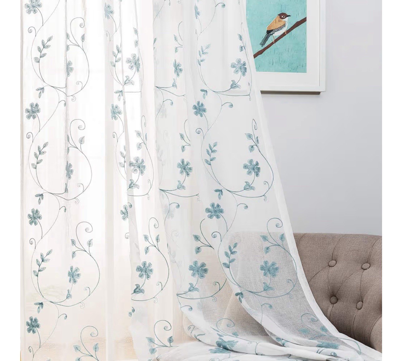 MYSTIC-HOME 63 white transparent curtains, edged chiffon 2, 52×84 inches