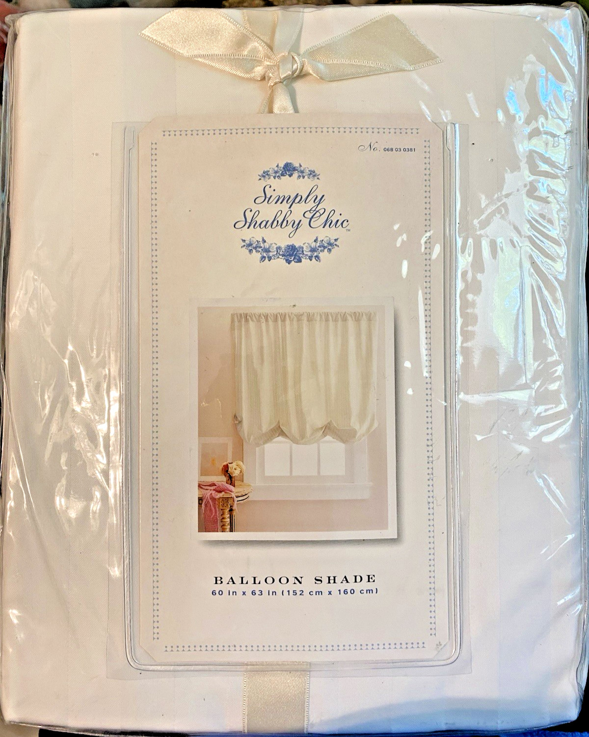 Simply Shabby Chic Off White Tonal Striped Balloon Shade NIP