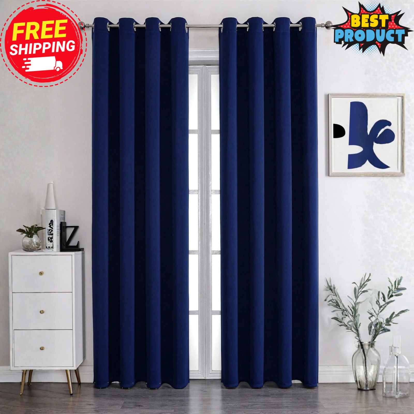 Blackout Curtains UV-Blocking Thermal Insulated Living Room Curtain Window Drape