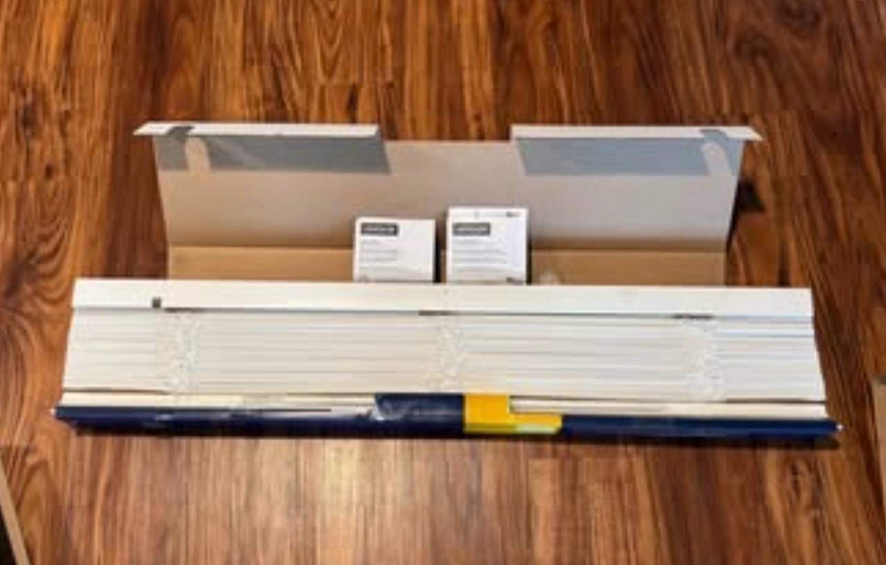 Brad New Levolor Trim + Go 2” Faux White Wood Blinds 39” W x 64” H