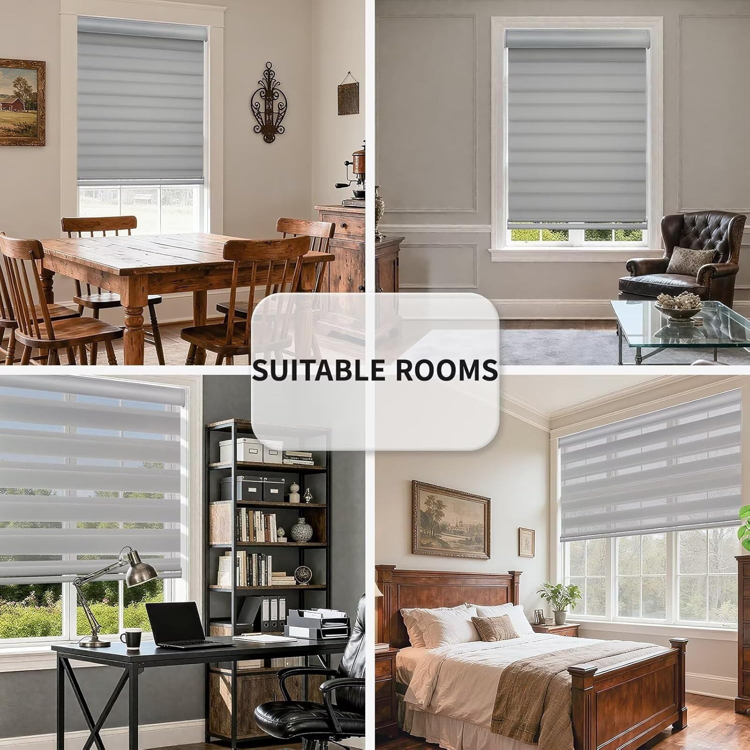 Cordless Zebra Window Shades – Stylish Privacy & Light Control, 48″ W x 72″ H