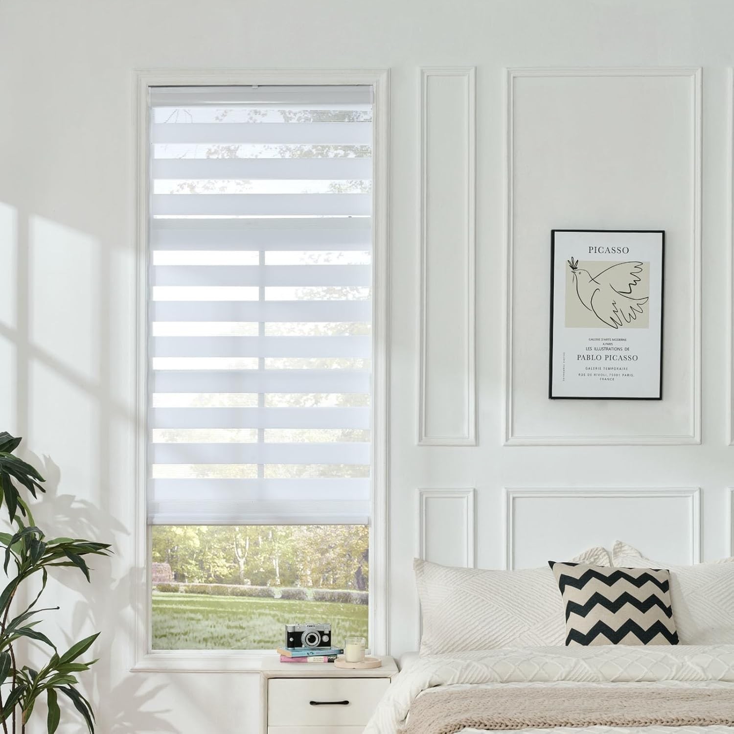 Cordless Zebra Blinds for Windows, Dual Layer Free-Stop Zebra Shades Privacy …