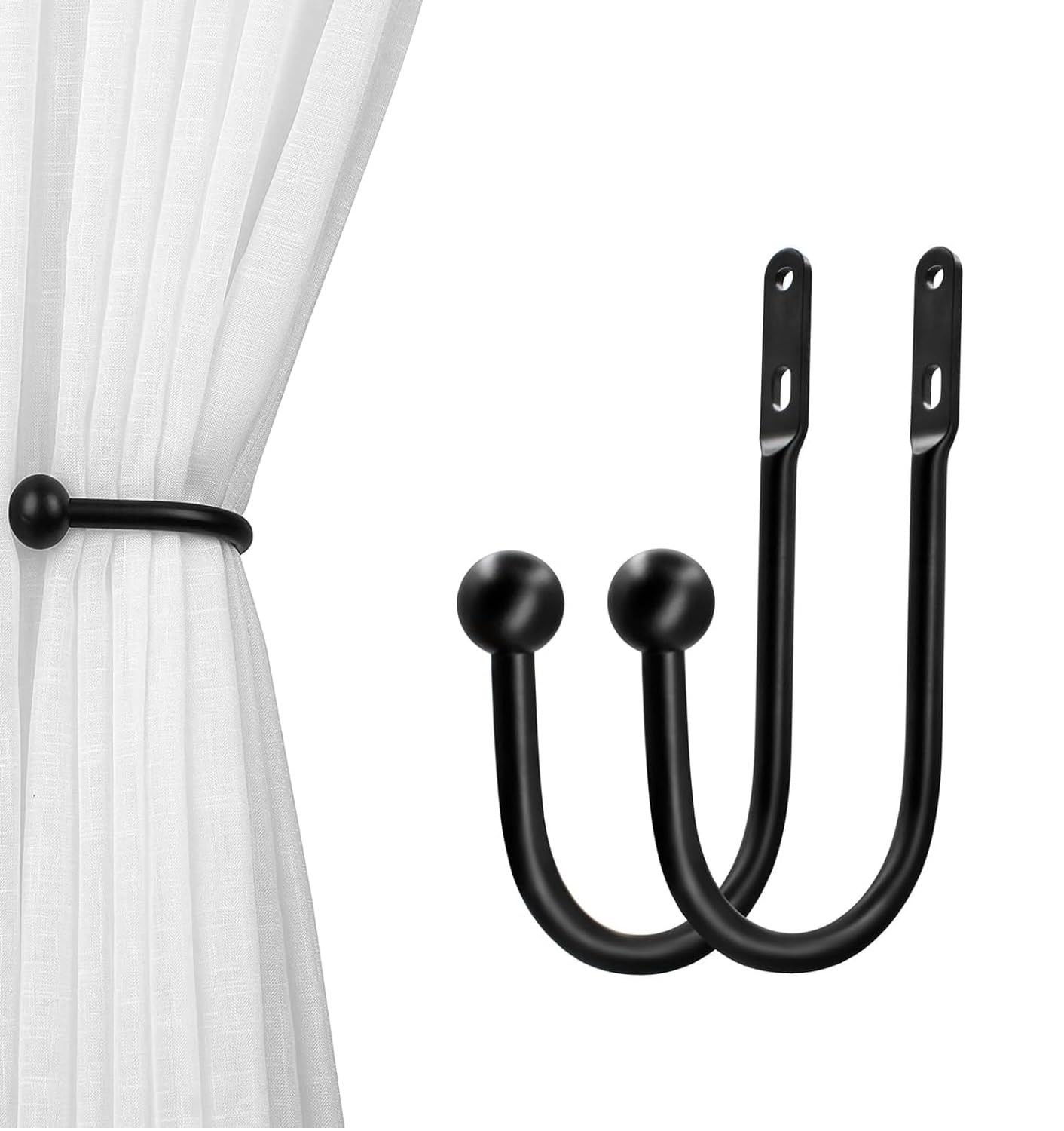 Wall Mount Curtain Tiebacks Drapery Holdbacks Curtain Holdback Hooks 6″ L x 3…