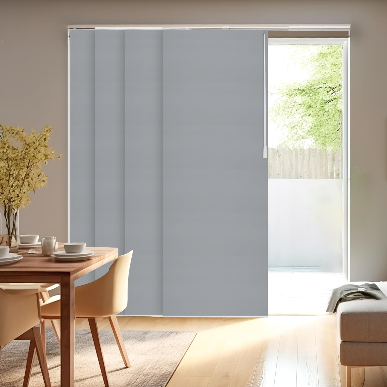 Chicology Panel Track Blinds For Sliding Glass Embossed Textured Weave Fabric