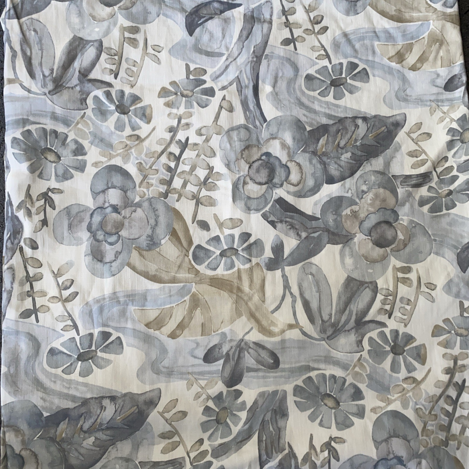 BALLARD DESIGNS FLORA CLOUD GRAY-BLUE FLORAL WATERCOLOR CURTAIN PANEL 52×96