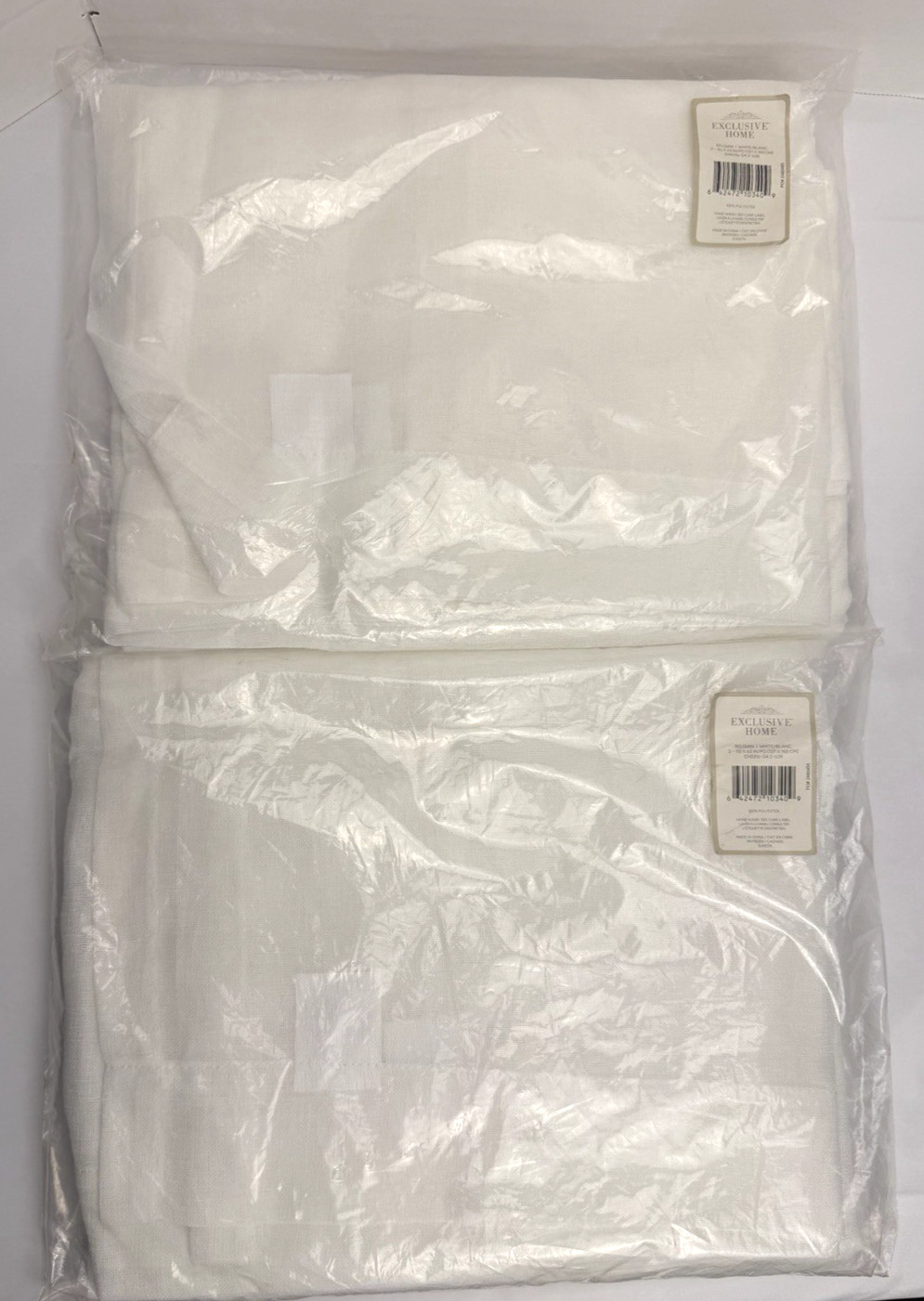 2pk Exclusive Home Belgian Sheer Rod Pocket (4Panels)-50×63″ White Linen Texture