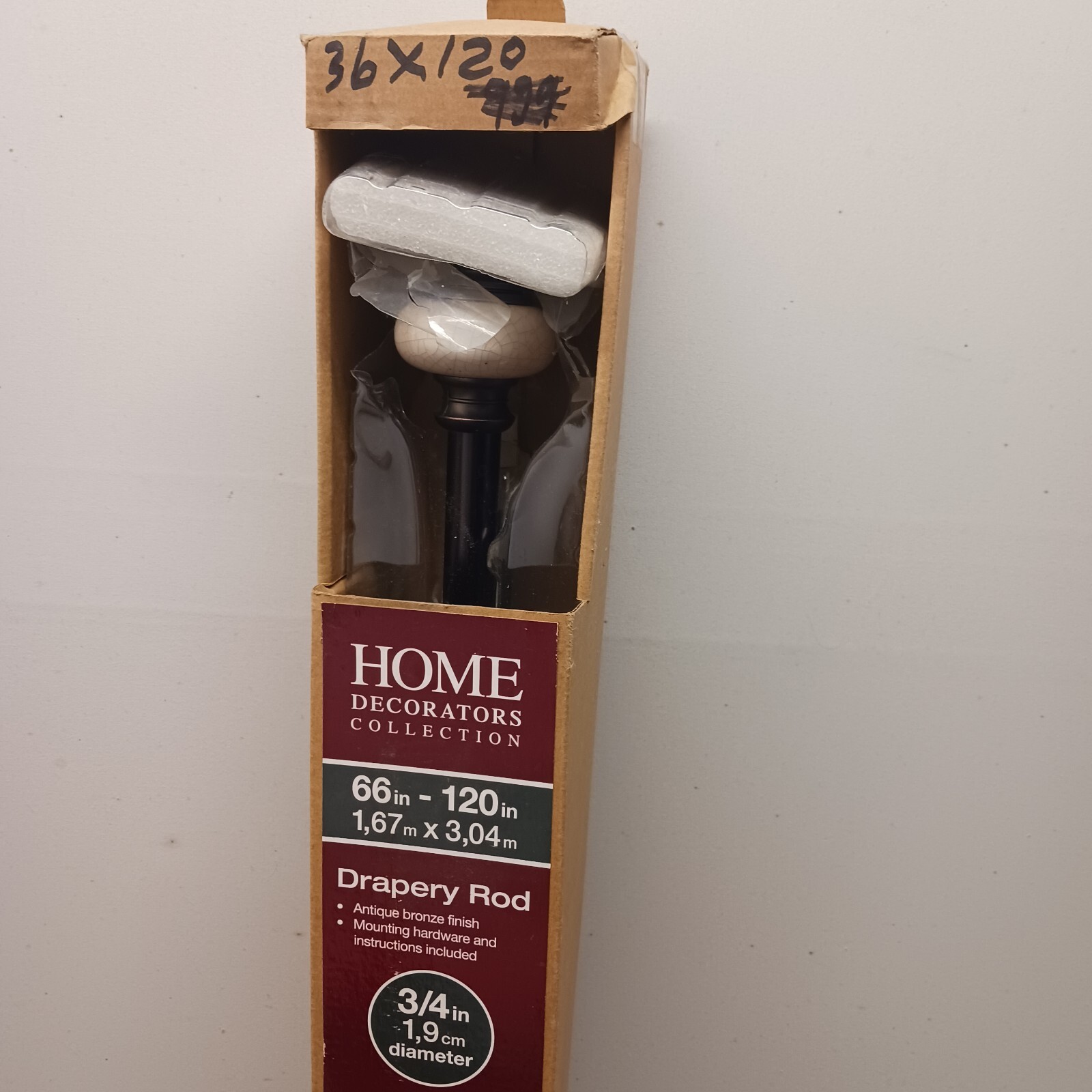 Home Decorators Collection 66 in. x 120 in. 3/4 in. Drapery Rod Antique Bronze