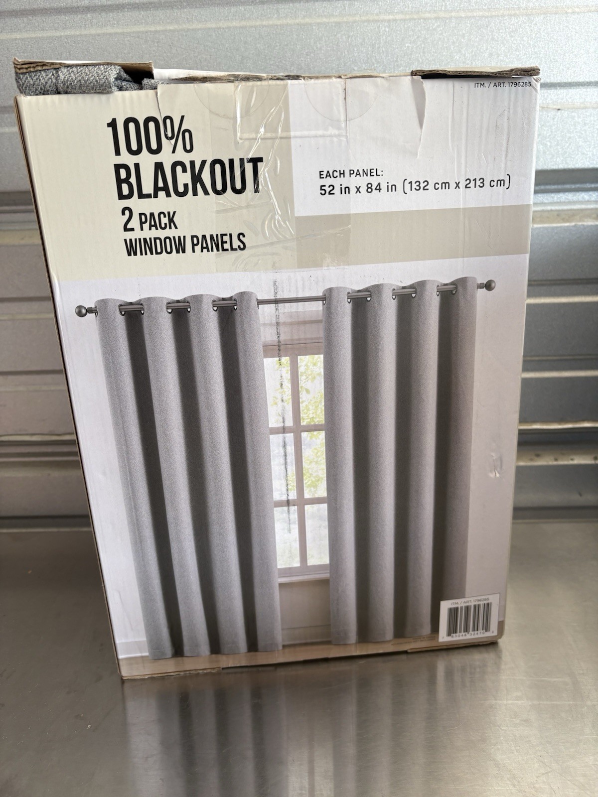 SunSmart Total Blackout Lined Panel Pair with Grommets, Gray 52” x 84”