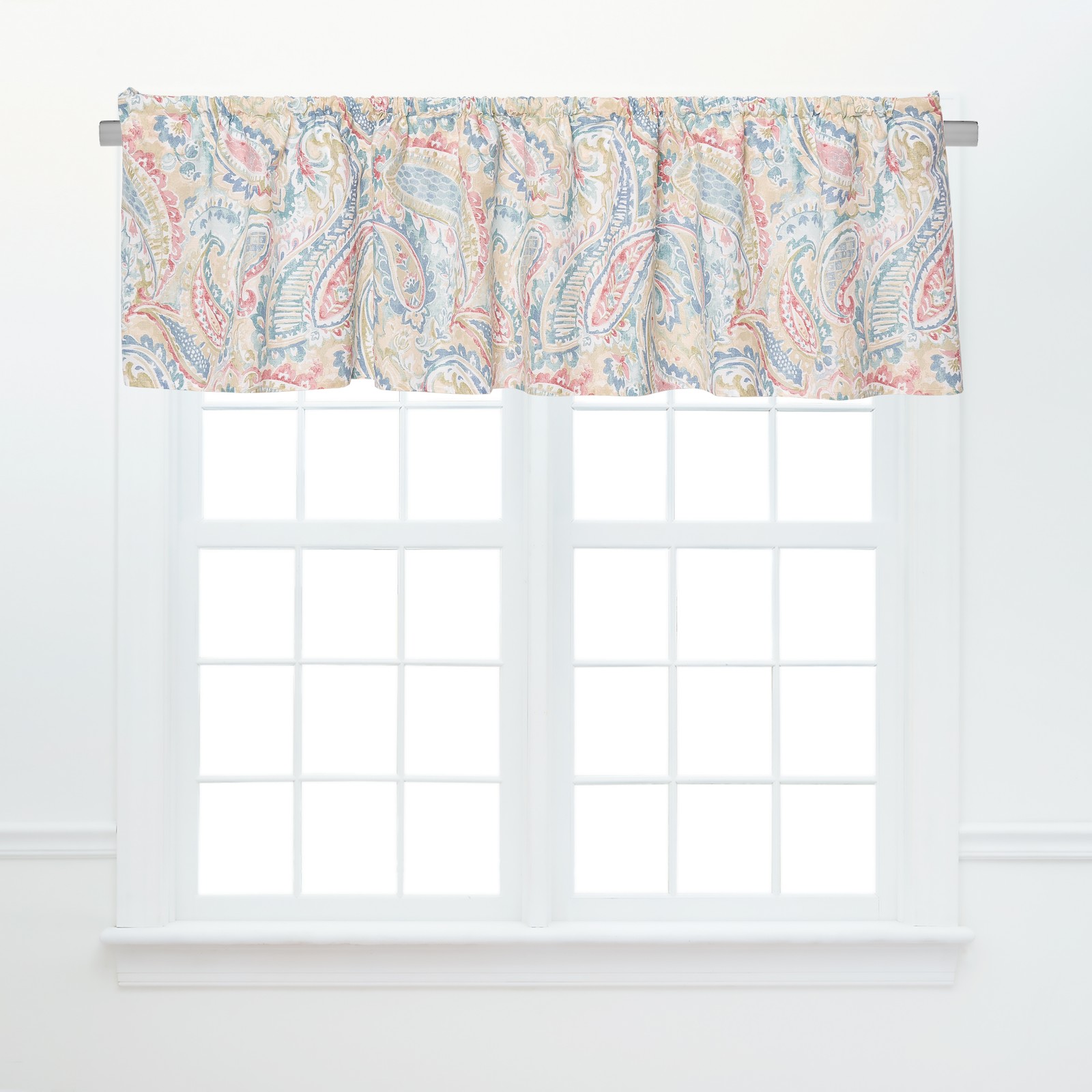 Pink Blue & Yellow Paisley Pattern Floral Set of 2 Curtain Valance