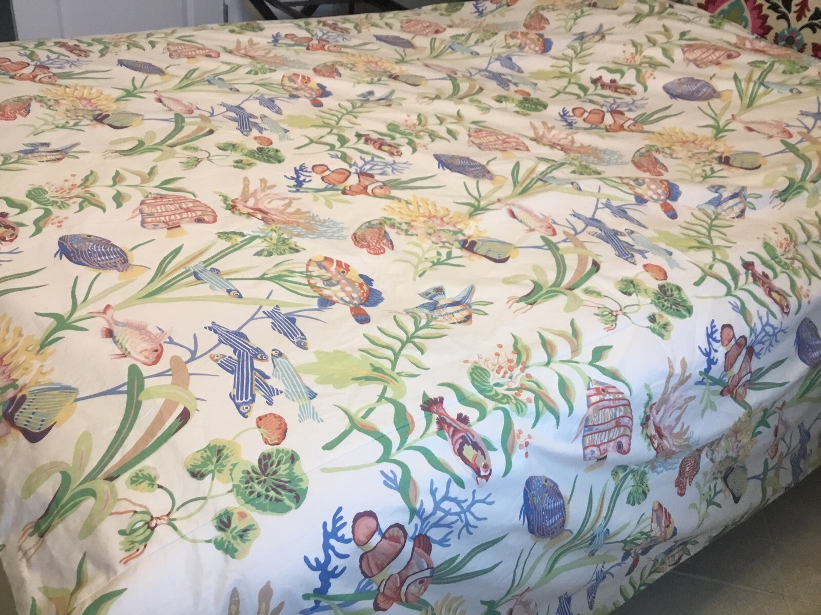 Curtain, Shower, Bedspread, Throw, Lined, 105 In Wide 80 In Long Sea Life Beige