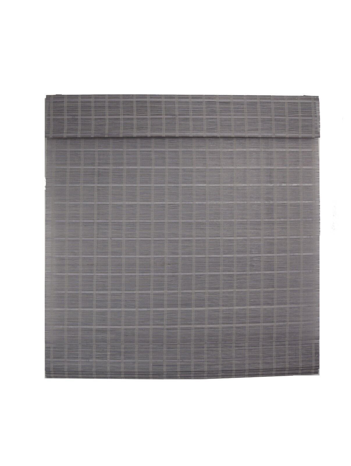 Cordless Light Filtering Bamboo Roman Window Blind Sun Shade with Valance – Gray